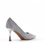 Heeled pumps in mixed materials for women