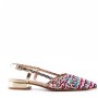 Low heel sandal in mixed materials for women