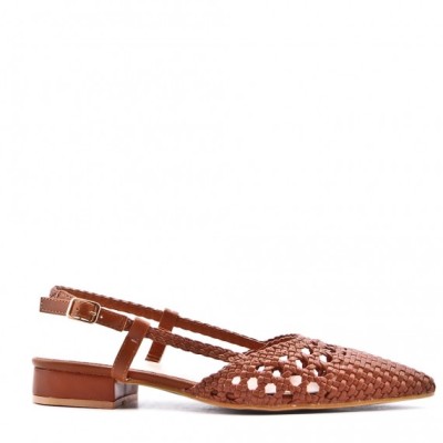 Low heel sandal in mixed materials for women