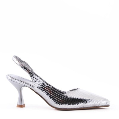 Medium heel pumps in imitation leather for women