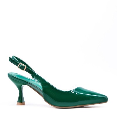 Medium heel pumps in imitation leather for women