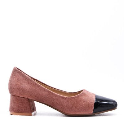 Heeled pumps in mixed materials for women