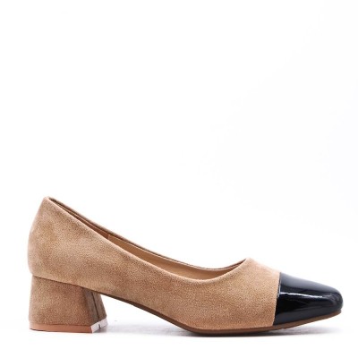 Heeled pumps in mixed materials for women