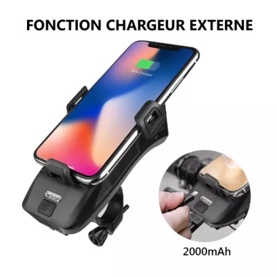 AVERTISSEUR DE LUMIÈRE DE VÉLO 4 EN 1, SUPPORT ET CHARGEUR