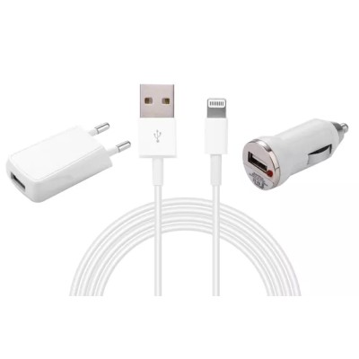 KIT 3 EN 1 AVEC CÂBLE USB LIGHTNING DE 2 MÈTRES