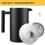 Double-walled stainless steel heat-insulated French press to enjoy coffee longer