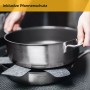 Plateau de service 28 cm avec couvercle - inox - induction - revêtement antiadhésif - 5 L