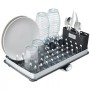 Dish drainer with cutlery basket, draining board and dish rack - stainless steel