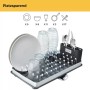 Dish drainer with cutlery basket, draining board and dish rack - stainless steel