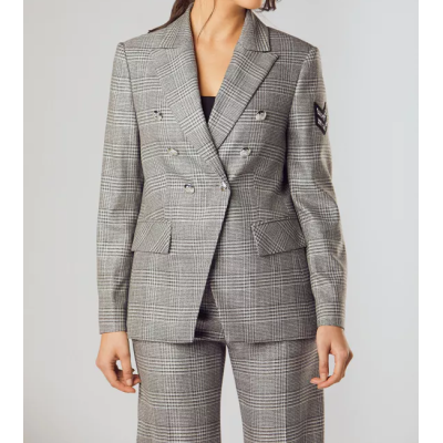 BLAZER À CARREAUX LUREX | GRIS