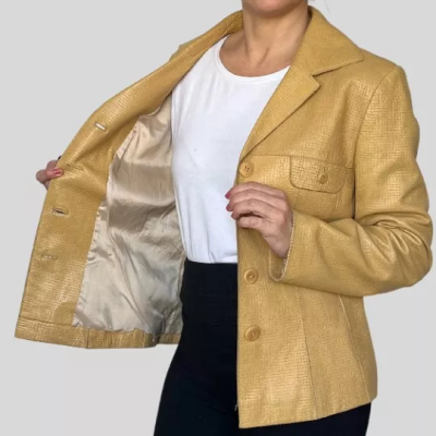 Vintage Yellow Leather Blazer