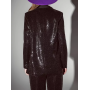 Blazer de esmoquin de lentejuelas negra con solapa de raso