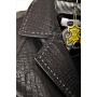 Genuine crocodile embossed leather blazer in black