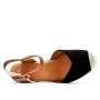 Wedge sandal in mixed materials for women