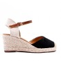 Wedge sandal in mixed materials for women