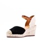 Wedge sandal in mixed materials for women