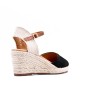 Wedge sandal in mixed materials for women