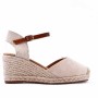 Wedge sandal in mixed materials for women