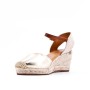 Wedge sandal in mixed materials for women