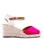 Wedge sandal in mixed materials for women