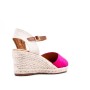 Wedge sandal in mixed materials for women