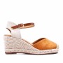 Wedge sandal in mixed materials for women