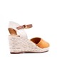 Wedge sandal in mixed materials for women