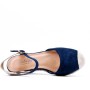 Wedge sandal in mixed materials for women