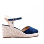 Wedge sandal in mixed materials for women