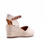 Wedge sandal in mixed materials for women