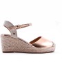 Wedge sandal in mixed materials for women