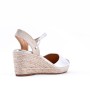 Wedge sandal in mixed materials for women