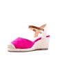 Wedge sandal in mixed materials for women