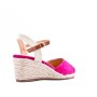 Wedge sandal in mixed materials for women