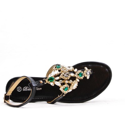 Flat sandal with rhinestones for women