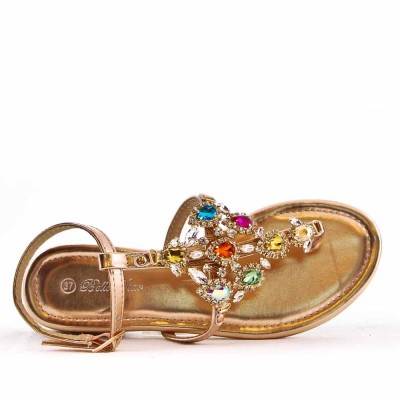 Flat sandal with rhinestones for women