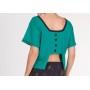 Summer t-shirt for women 100% cotton green, short wide